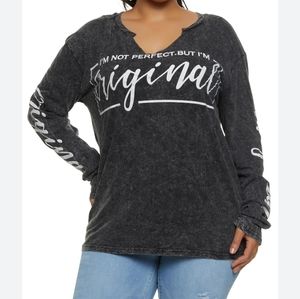 OnFire "I'm not perfect" Original Long Sleeve Cotton Graphic Logo Tee Black 2X